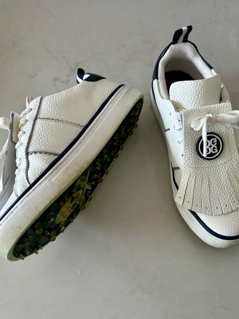 G/FORE Womens Kiltie Durf Saddle Stripe Golf Shoes - Snow/Twilight Size 9 - Picture 2 of 6